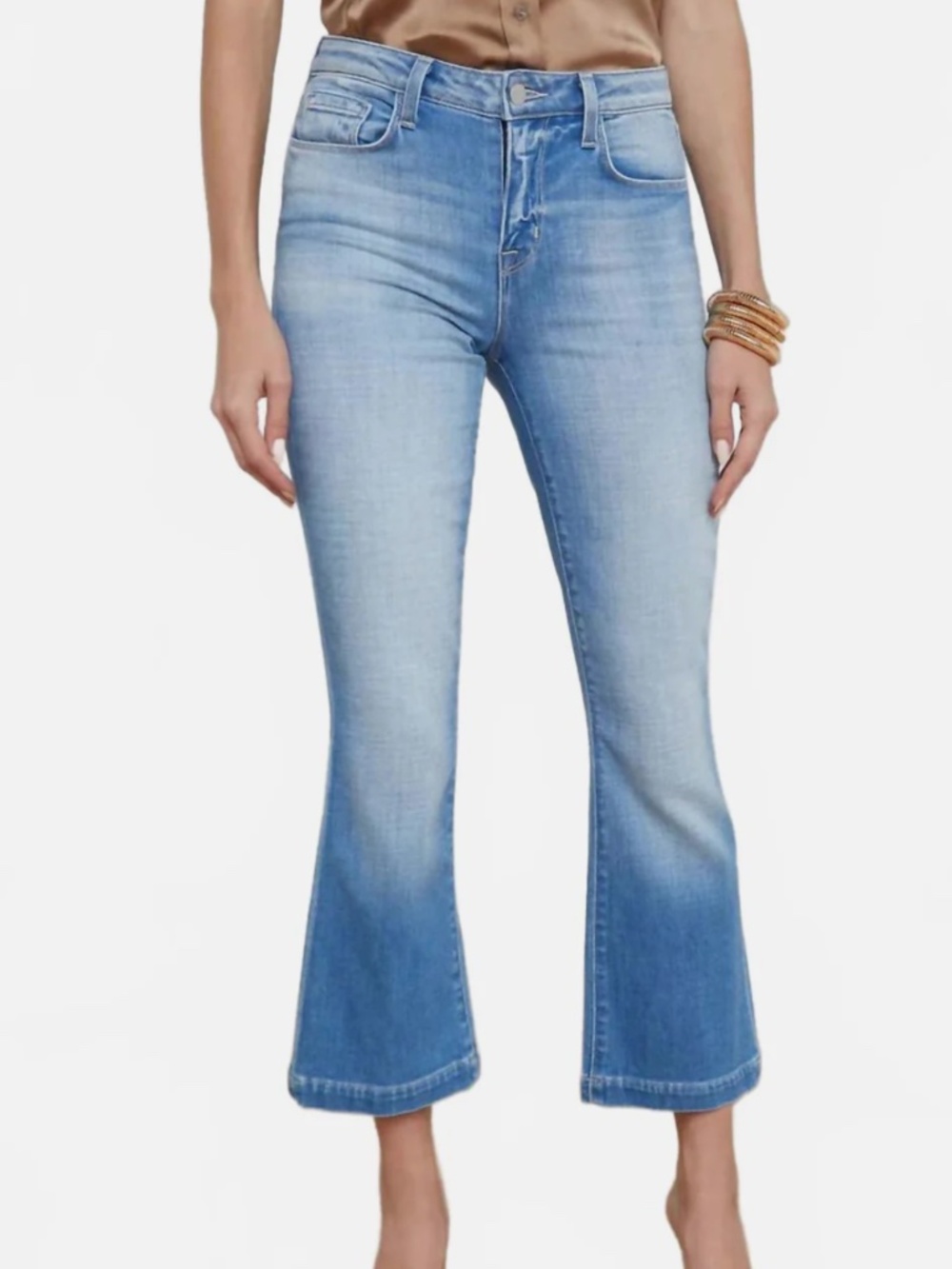 L'AGENCE Ali High Rise Slim Flare Jeans Amherst Wash 25 Cropped Classic Casual